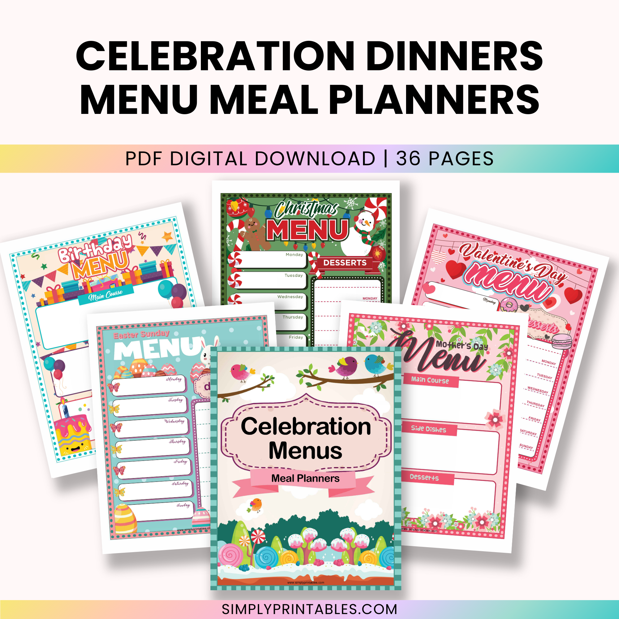 Celebration Dinner Menu Monthly Meal Planners – SimplyPrintables